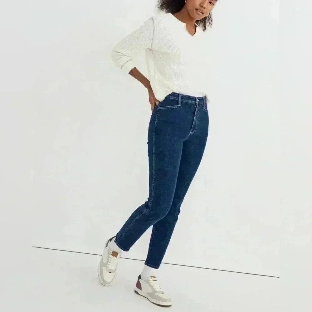 MADEWELL High-Rise Slim Straight Jeans in Bryston Wash - NWT